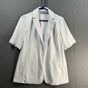 GRAVER Susan Graver LK Fusion Elbow-Sleeve Blazer White X-Small
